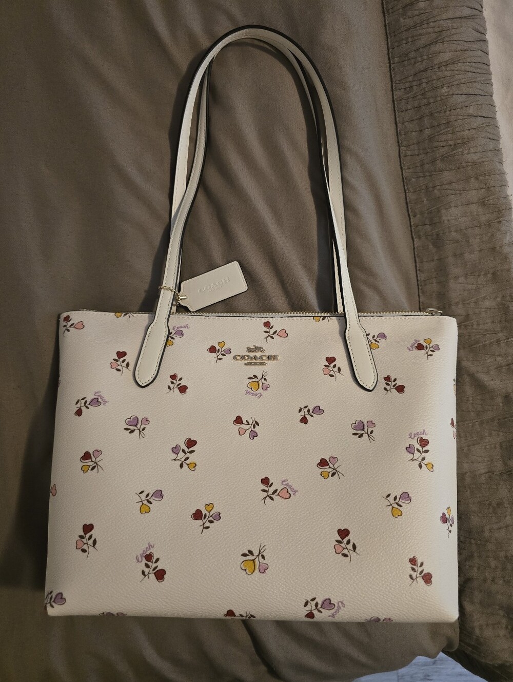Coach Cream Floral Print Double-Handle Tote
